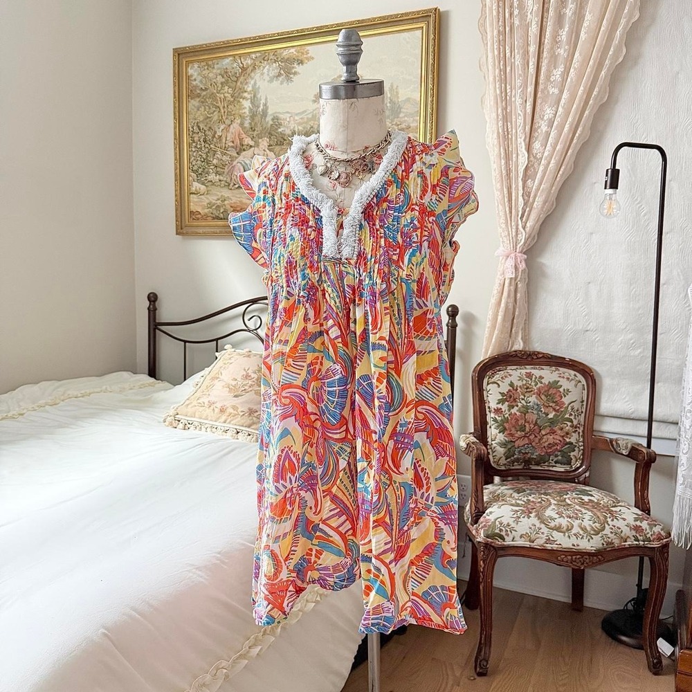 Y2K Jude Connally size‎ small colorful abstract print tunic dress